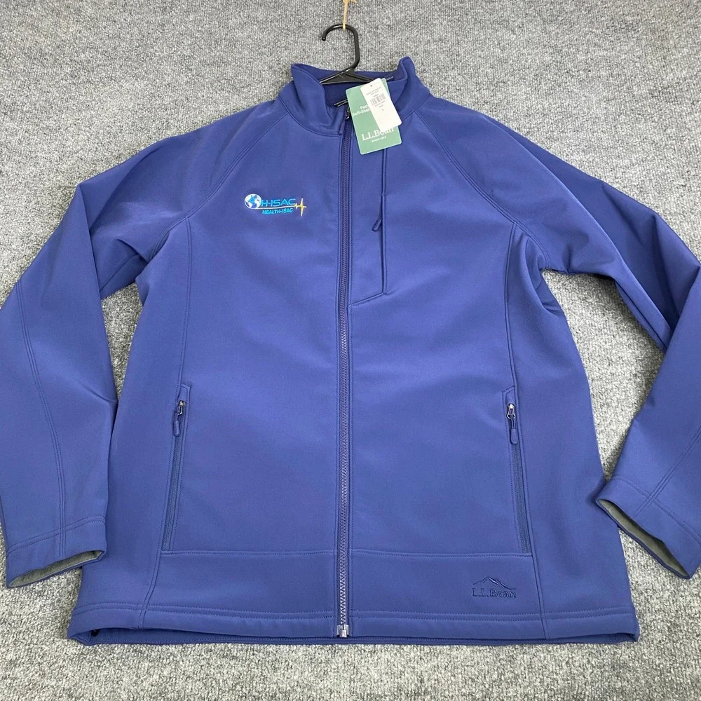 LL Bean Pathfinder Soft Shell Jacket Mens Large Tall Blue Full Zip Fleece 298821